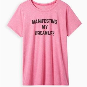 Torrid Everyday Tee - Signature Jersey Pink Manifesting My Dream Life Tie Dye